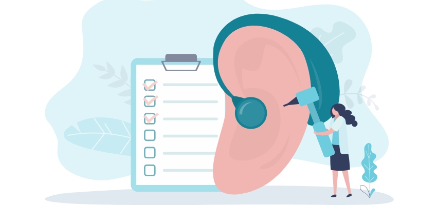 Ear wearing hearing aid desktop